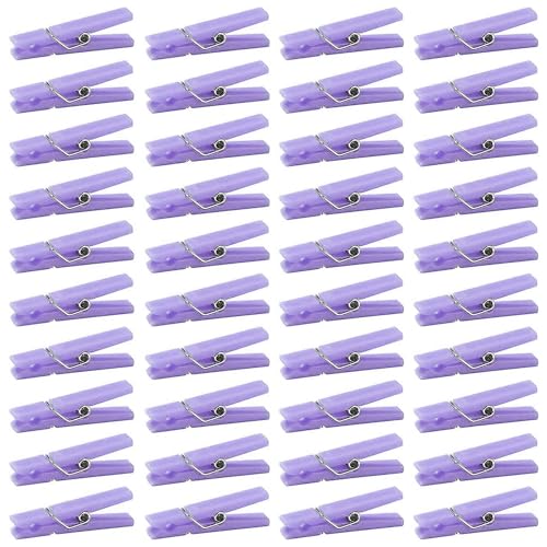 60Pcs Mini Clothespins for Baby Shower Games Purple Clothes Pins 1.4 Inch - color: Purple