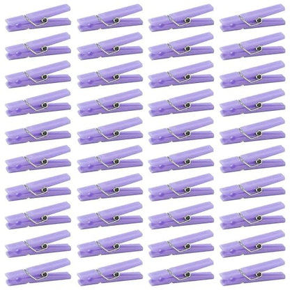 60Pcs Mini Clothespins for Baby Shower Games Purple Clothes Pins 1.4 Inch - color: Purple