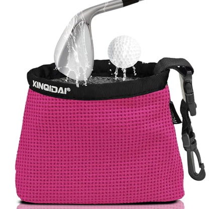 Waterproof Golf Club Cleaner Bag and Golf Ball Washer with Clip, Plum - color: Plum