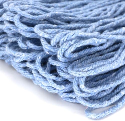 24 oz Loop-End Cotton String Mop Head, Heavy Duty String Mop Refills, 6 Inch Headband, Mop Head Replacement for Home, Industrial and Commercial Use (blue-6pc) - color: Blue-6pc