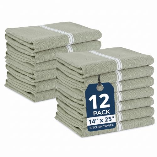 LANE LINEN 100% Cotton Dish Towels Absorbent Lint-Free 12 Pack - color: 03: Olive, size: 12 Pack