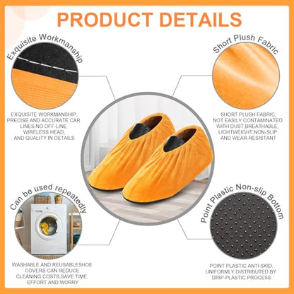JaGely 11 Pair 11 Pair Reusable Cloth Shoe Covers for Indoors, Yellow - color: Yellow