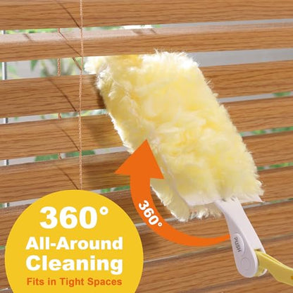 JOYMOOP Scented Telescopic Duster kit, 3FT Extendable Handle (Yellow) + 24 Yellow Refills for Swiffer Feather Duster,Easy Cleaning for Ceilings, Ceiling Fans, Blinds, Vents & Shelves - color: Yellow[extendablehandle]*1+yellow[refills]*24