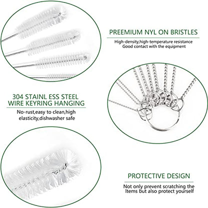 CiaraQ Bottle Cleaning Brushes, 9.8 Inch Nylon Tube Brush Set - color: White, size: 9.8 Inch (10pcs)