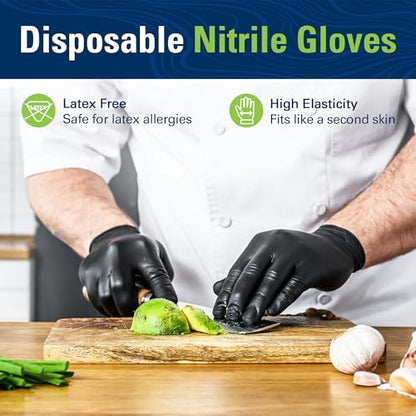 SWIFTLITE Black Nitrile Gloves Disposable Latex Free, Food Safe - color: 07-black(large 300)