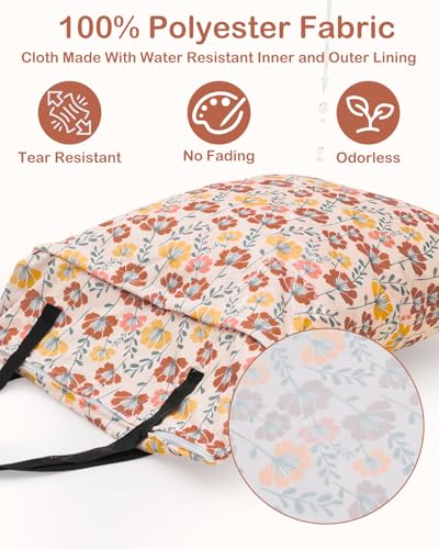 ALVA ALVABABY 2 Pack Large Wet Dry Bag Waterproof Hanging Cloth Diaper with Double Zippered Pockets 25x18 inches 2HL03 - color: Small Colorful Flowers and White Prints