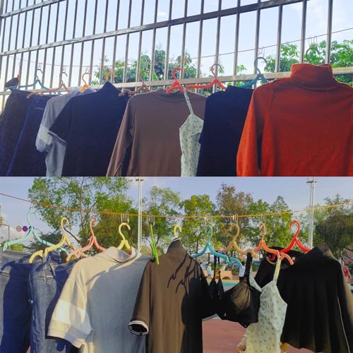 Portable Travel Clothesline is 32Ft Retractable Camping Clothesline for Outdoor Camping Laundry line with 10 Windproof Buckles, 10 Clothespins，1 Organizer Bag - color: Orange