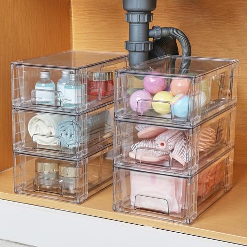 Vtopmart 10 Pack Stackable Clear Drawer with Dividers - size: 10Pack 4.4"H-with Dividers