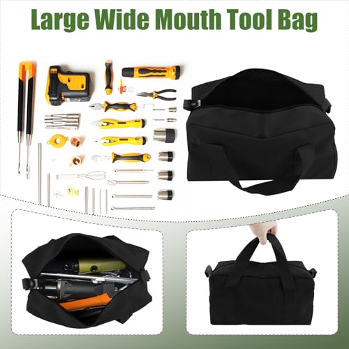 Small Tool Bag, Close Top Wide Mouth Tool Organizer Bag, Large Tool Bags - color: black, size: 18 Inch