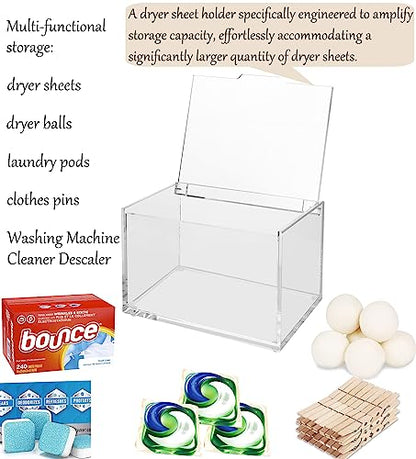 rejomiik Large Dryer Sheet Holder, Dryer Sheet Dispenser with Lid, Clear - color: Clear, size: Large