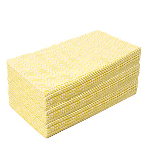 KMAKII 80 Count Reusable Cleaning Cloths for Kitchen, Heavy-Duty Absorbent Dish Wipes, Quick-Drying Multi-Purpose Dish Rags, 14 x 21 Inches, Yellow - color: Yellow