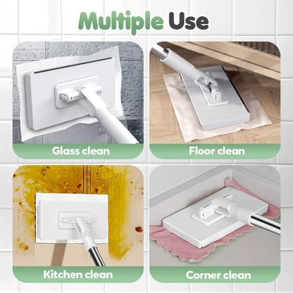 Wall Cleaner Mop for Hard-to-Reach Areas | Zero-Touch Cloth Changing | 39" Extendable Handle 360° Swivel Head Multi-Surface Dust Mop for Bathroom Wall Floor Gap Cleaning (1 mini mop+5 Cloths) - size: 1 mini mop+5 cloths