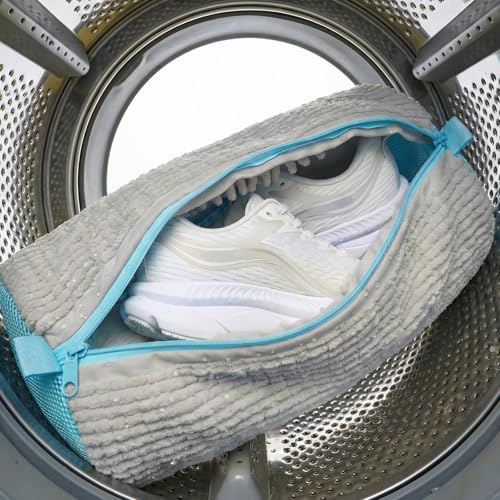 Shoe Washing Bag for Washing Machine, Reusable Laundry Bag for Sneakers, Socks, Gym Shoes Fast Wash, Travel, Dorm Room Essentials (Grey) - color: Grey