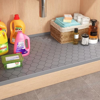 Winisok Waterproof Under Sink Mat 40" x 22", Silicone Mat, Dark Gray - color: Dark Gray, size: 22"W x 40"L