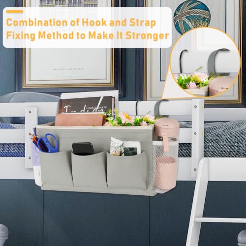 Lilithye Bedside Caddy, Bedside Storage Bag Hanging Organizer for Bunk Bed - color: 2pcs Grey
