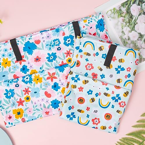 ALVABABY 2 Pack Large Wet Dry Bag Waterproof Hanging Cloth Diaper with Double Zippered Pockets 25x18 inches (Rainbow and flowers) - color: Rainbow and flowers