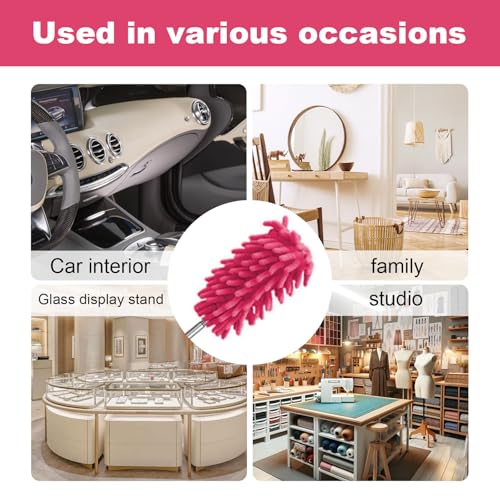 Microfiber Feather Duster with 29 in Telescoping Pole and Bendable Head for Ceiling Fans, Ceilings, Blinds, Furniture and Cars, Pink - color: Pink