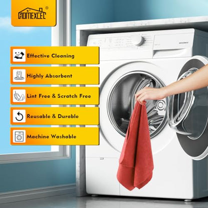 HOMEXCEL Microfiber Cleaning Cloth 100 PK, Towels for Cars, Shop Rags, Red - color: Red
