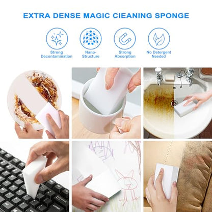 50 Pack Melamine Sponges, Magic Sponge Eraser, Durable Multi-Purpose Premium Melamine Foam Eraser for All Oil Stains, Coffee Cup Stains, Bathroom, Kitchen, Leather, Shoes, Walls, car interiors. - color: 50pc