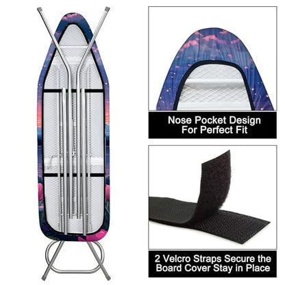 Ironing Board Cover 15"x54"，Standard Ironing Board Replacement Cover，Easy Fit - color: Pinkish Purple, size: 15"x54"