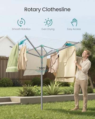 SONGMICS Umbrella Drying Rack, Foldable Outdoor Clothesline for 5 Loads - size: 54.8"D x 54.8"W x 71.5"H, style: Standard (Steel)