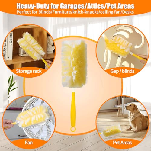 50 Count 360° Heavy Duty Duster Refills Compatible with Swiffer, Larger Size-Extra Thick Electrostatic Disposable dusters Refill for Electronics, Furniture, Blinds, Ceiling Fans, Unscented - color: Yellow