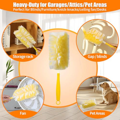50 Count 360° Heavy Duty Duster Refills Compatible with Swiffer, Larger Size-Extra Thick Electrostatic Disposable dusters Refill for Electronics, Furniture, Blinds, Ceiling Fans, Unscented - color: Yellow