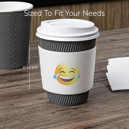 Restaurantware White Paper Crying Laughing Emoji Coffee Cup Sleeve, 50 Pack - color: White, size: Crying Laughing