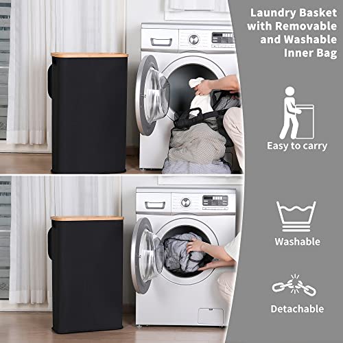 IEGrow Laundry Hamper with Lid,65L Laundry Basket with Mesh Bags,Black - color: Black, size: 65L