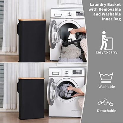 IEGrow Laundry Hamper with Lid,65L Laundry Basket with Mesh Bags,Black - color: Black, size: 65L