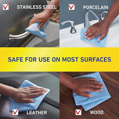 Quickie Microfiber Cleaning Cloth, 14 x 14 Inches, Blue, Pack of 24, Washable and Reusable, Ideal for Multi-Surface Indoor/Outdoor Dusting and Polishing - size: 14 inch x 14 inch, style: 24 Pack