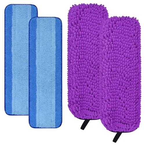 DLAIMI 4 Pack Pet System Microfiber Sweeping Pad for Bona Mops, Microfiber Cleaning Pad for Hardwood Floors Dry Wet Cleaning - Picks Up Pet Hair - Includes 2 Sweeping Pads and 2 Deep Clean Pad