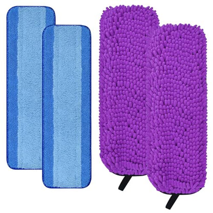 DLAIMI 4 Pack Pet System Microfiber Sweeping Pad for Bona Mops, Microfiber Cleaning Pad for Hardwood Floors Dry Wet Cleaning - Picks Up Pet Hair - Includes 2 Sweeping Pads and 2 Deep Clean Pad