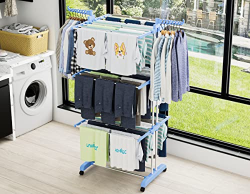 HOMIDEC Clothes Drying Rack, 4-Tier(67.7" H) Foldable Drying Rack Clothing - color: Blue