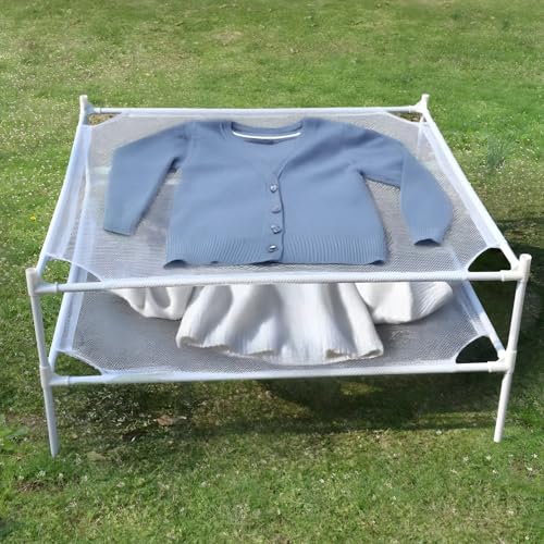 Sweater Drying Rack, 2-Layer Clothes Drying Rack Flat Mesh Stackable Laundry Drying Rack for Sweaters Socks Toys Indoor&Outdoor Use - size: 2-tier