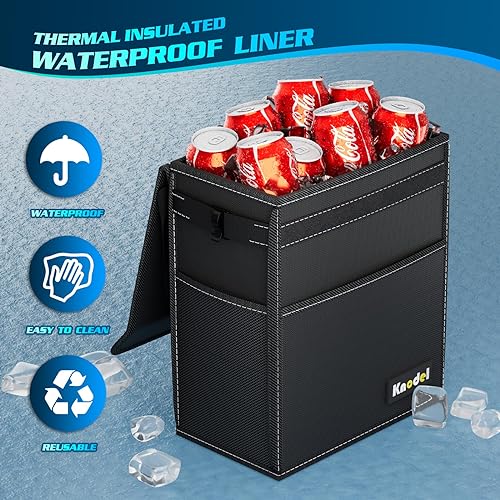 K KNODEL Car Trash Can with Lid, Car Garbage, Bin and Bag (Large, Black) - color: Black, size: Large