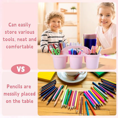gisgfim 6 Pack Classroom Caddy Organizer with Handle, 6 Compartments, Pink - color: Pink