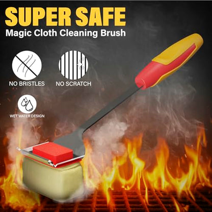 BBQ Grill Brush for Outdoor, Replacement Cleaning Head, Safe Steam Grill Cleaning Brush with Scraper, Non Metal Bristles for Cast Iron, Stainless-Steel Grates(RED) - color: Red