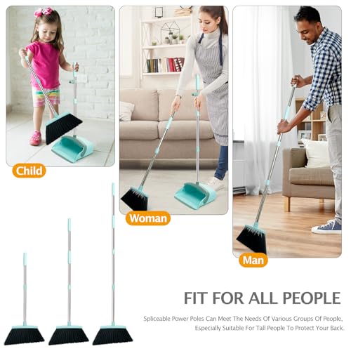 Broom and Dustpan Combo Set,55" Long Handle,Green - color: Green