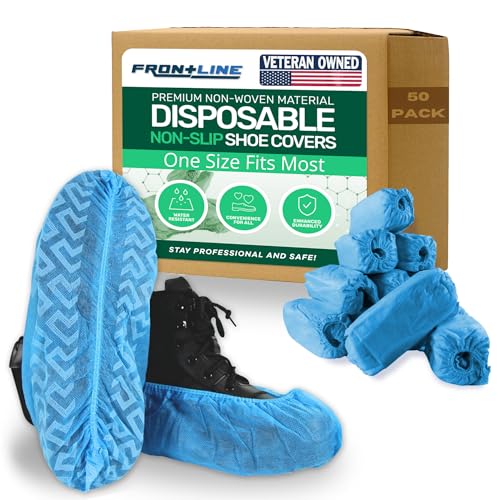 Non-Slip Shoe Covers Disposable, 50 Pack Blue, One Size Fits Most Booties - size: Blue 50 Pack