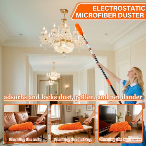 26FT High Ceiling Duster with Extension Pole,High Reach Duster Cleaning Kit