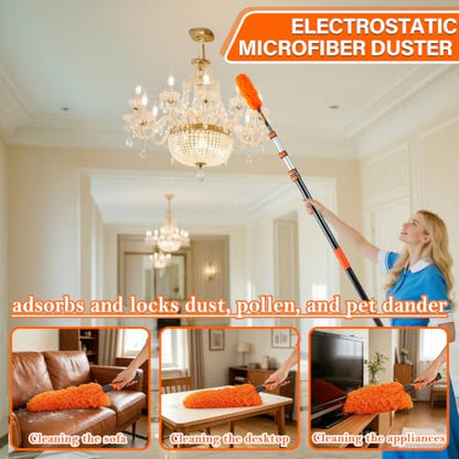 26FT High Ceiling Duster with Extension Pole,High Reach Duster Cleaning Kit