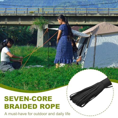uxcell 4mm Nylon Rope, 10ft Portable Clothesline for Luggage and Backpack Tie Downs, Hanging Clothes, Swings, Camping and Mountaineering Tie Downs, Black - color: Black