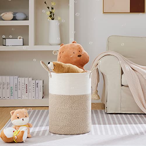 VIPOSCO 72L Tall Woven Laundry Basket Hamper, White Brown - color: Brown, size: 72L
