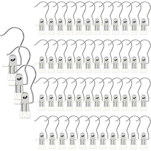 Hangers Clips,Stainless Hooks for Closet Hooks,Laundry Hanging Hooks,Travel Portable Clothes,Boot Tall Towel Hats Socks Pants and Bras (50, Pure White) - color: Pure White