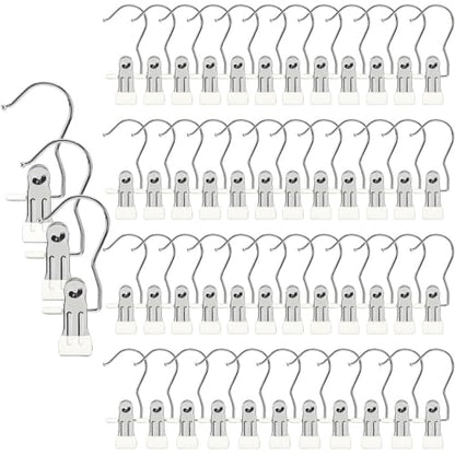 Hangers Clips,Stainless Hooks for Closet Hooks,Laundry Hanging Hooks,Travel Portable Clothes,Boot Tall Towel Hats Socks Pants and Bras (50, Pure White) - color: Pure White