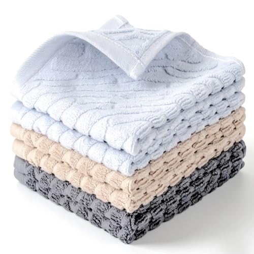 100% Cotton Kitchen Towels Set, 6 Pack Dish Cloths & Dish Towels - size: 13.5×13.5inches
