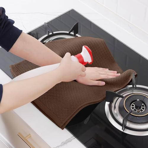 Homaxy 100% Cotton Waffle Weave Kitchen Dish Towels 8-Pack, Coffee - color: Coffee, size: 13 X 28 - 8 Pack