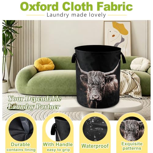 Highland Cow Laundry Basket Foldable Waterproof Hamper 18.9 x 16.5 Inch - color: Highland Cow Animal