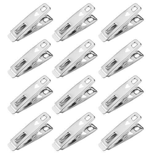 12-Pack Stainless Steel Clothes Pins Multipurpose Metal Clips